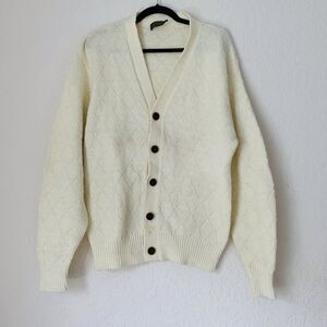 VTG John Blair Cardigan Men XL Cream Wintuk Button Grandpa Preppy Academia Nerdy
